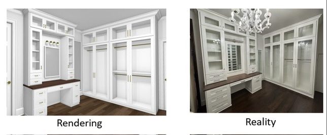 rendering and reality walk in closet.